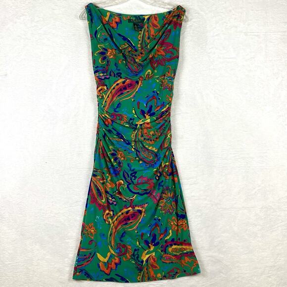 Lauren Ralph Lauren Dresses & Skirts - Lauren Ralph Lauren Dress Womens 4 Paisley Ruched Colorful Maxilmalism Beach